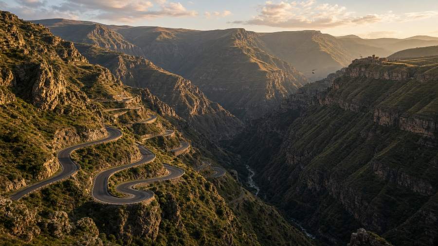 The serpentine road to Tatev monastery